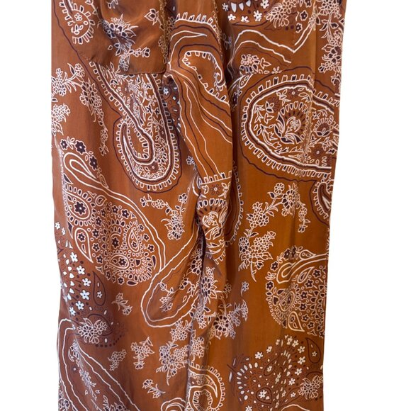 2/$30 ZARA XS Paisley Print Wide Leg Pants Rust/Brown Bohemian Style - Picture 12 of 15